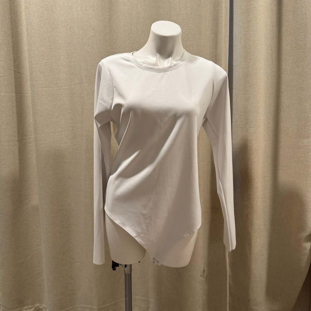 Good America White Bodysuit Long‎ Sleeve Stretch Size 5 A-Line